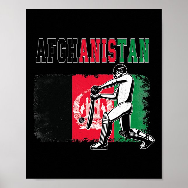 Cricket med Afghanistan Flagga Team Cricket Fan  Poster (Framsidan)