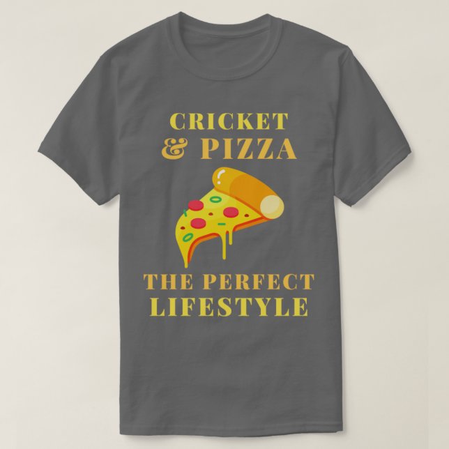 cricket- och pizzalivsstil t shirt (Design framsida)