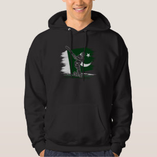 Cricket Pakistan Flagga Cricket Sport Älskare Fläk Hoodie