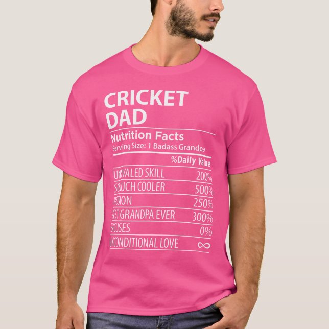 Cricket Pappa Nutrition Facts Funny Cricket Pappa T Shirt (Framsida)