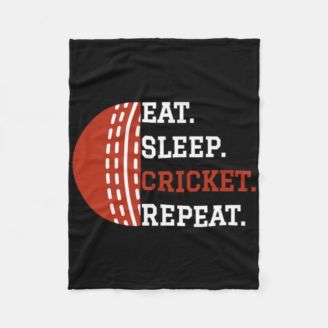 Cricket Player Apparel Eat Sleep Cricket Repeat  Fleecefilt (Framsidan)