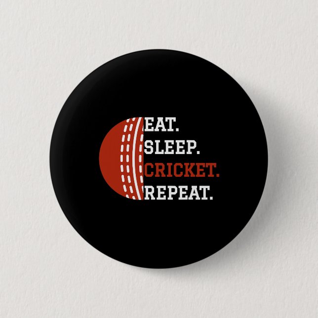 Cricket Player Apparel Eat Sleep Cricket Repeat  Knapp (Framsida)