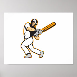 Cricket Player Batsman Bating Poster
