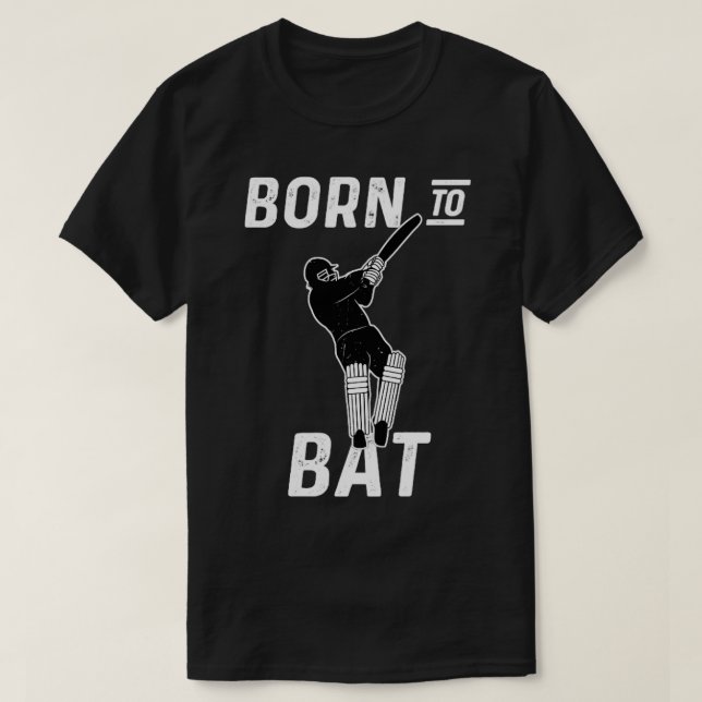 Cricket Player Batsman Born till Fladdermus Cricke T Shirt (Design framsida)