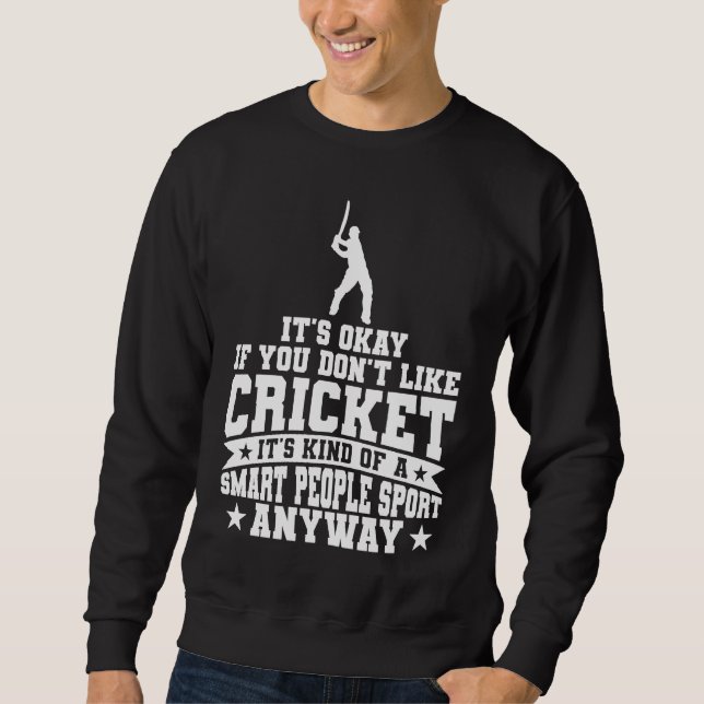 Cricket Player Cricket-typ av smart People Spor Lång Ärmad Tröja (Framsida)