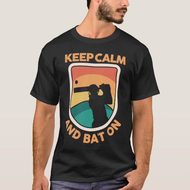Cricket Player Cricketer Athlete Keep Calm And Bat T Shirt (Framsida)