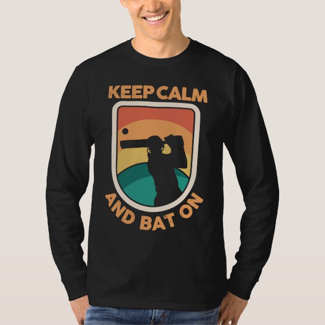 Cricket Player Cricketer Athlete Keep Calm And Bat T Shirt (Framsida)