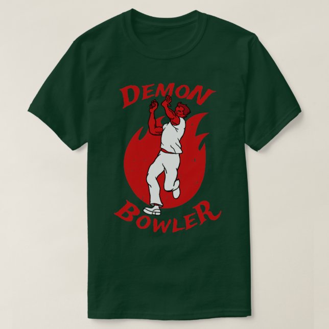 Cricket Player Demon Fast Bowlareare Cricket Fläkt T Shirt (Design framsida)