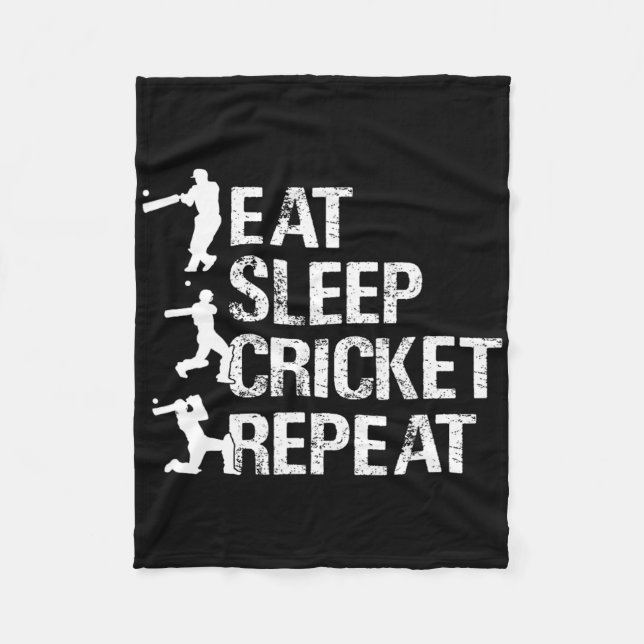 Cricket Player - Eat Sleep Cricket Repeat - Cricke Fleecefilt (Framsidan)