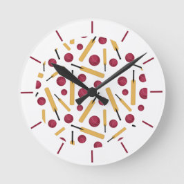 Cricket Player Fladdermus och Boll Cricketer Desig Rund Klocka