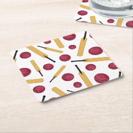 Cricket Player Fladdermus och Bollar har mönstrats Underlägg Papper Kvadrat