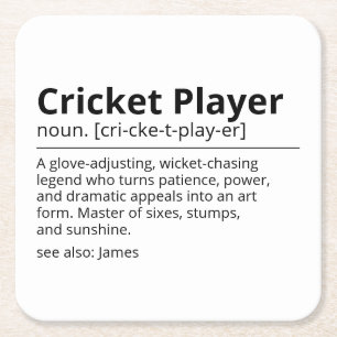 Cricket Player Gift Personlig Underlägg Anpassni Papper Kvadrat