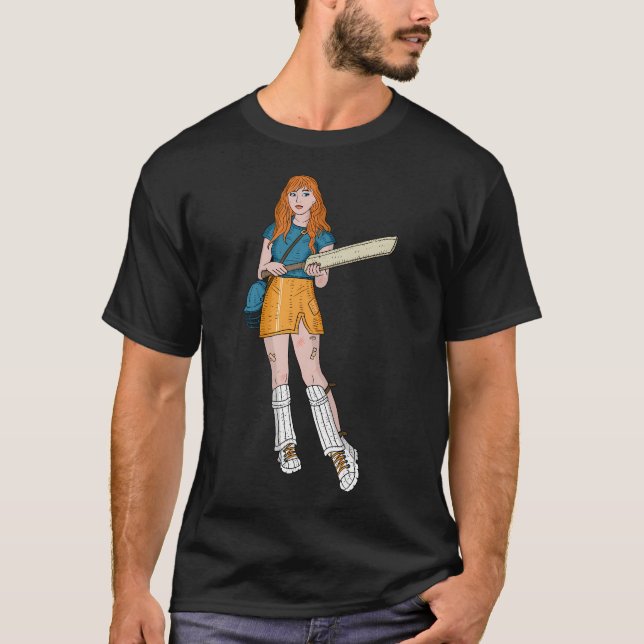 Cricket Player Girl. T Shirt (Framsida)