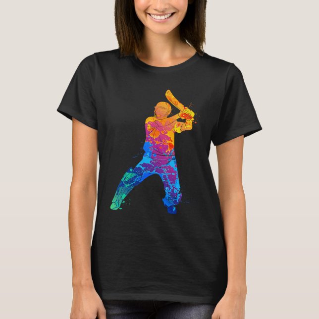 Cricket Player Graphic Sports Crickets T Shirt (Framsida)