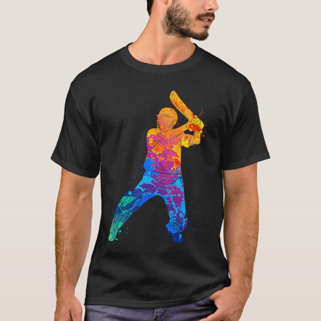 Cricket Player Graphic Sports Crickets T Shirt (Framsida)