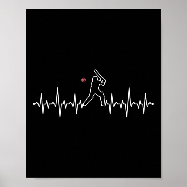 Cricket Player Heartbeat Cricket Gift  Poster (Framsidan)