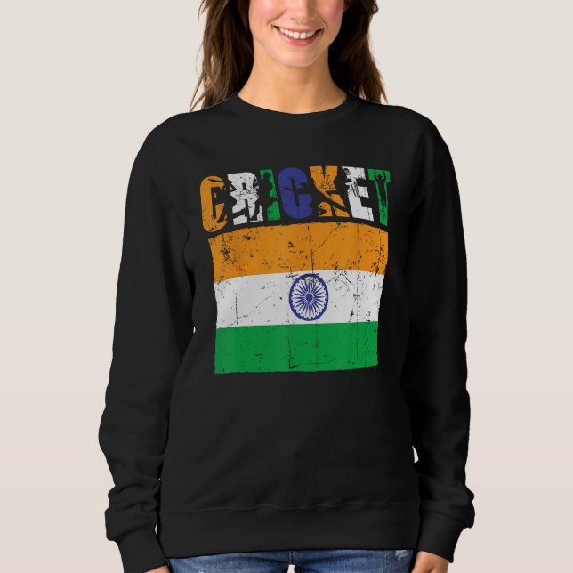 Cricket Player Indian Flag For Youth Boys Kids T Shirt (Framsida)