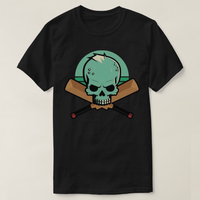 Cricket Player Skull Fladdermus T Shirt (Design framsida)