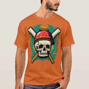 Cricket Player Skull Helmet Fladdermus (1) T Shirt