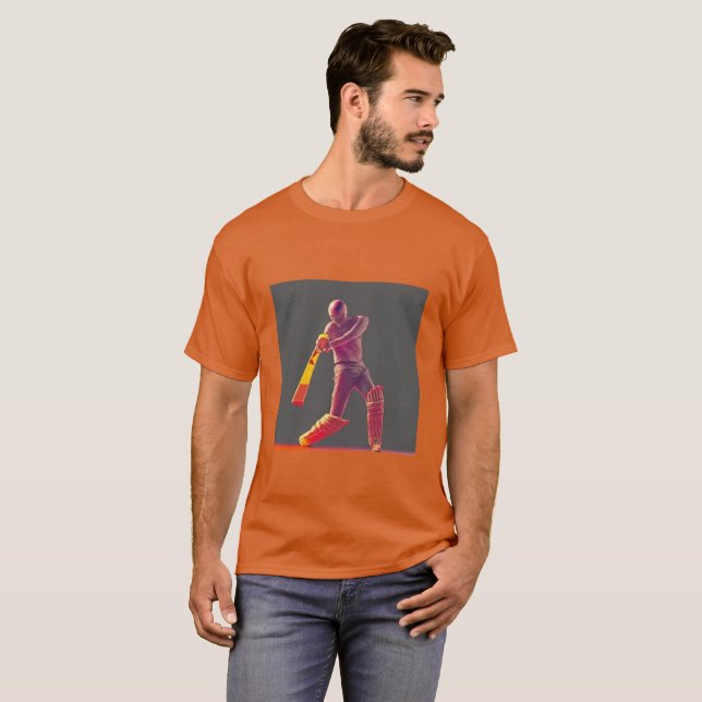 Cricket Player Snyggt T-Shirt Design (Hel framsida)