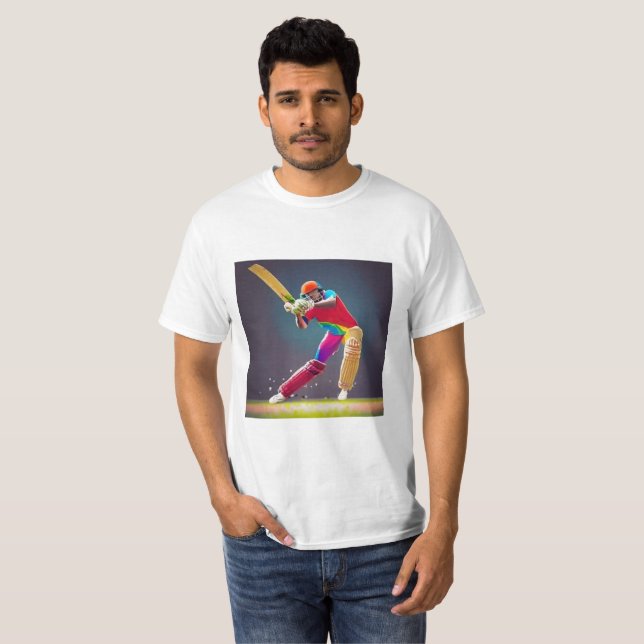 Cricket Player Snyggt T-Shirt Design (Hel framsida)