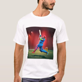Cricket Player Vatten Färg Snyggt T-Shirt Design