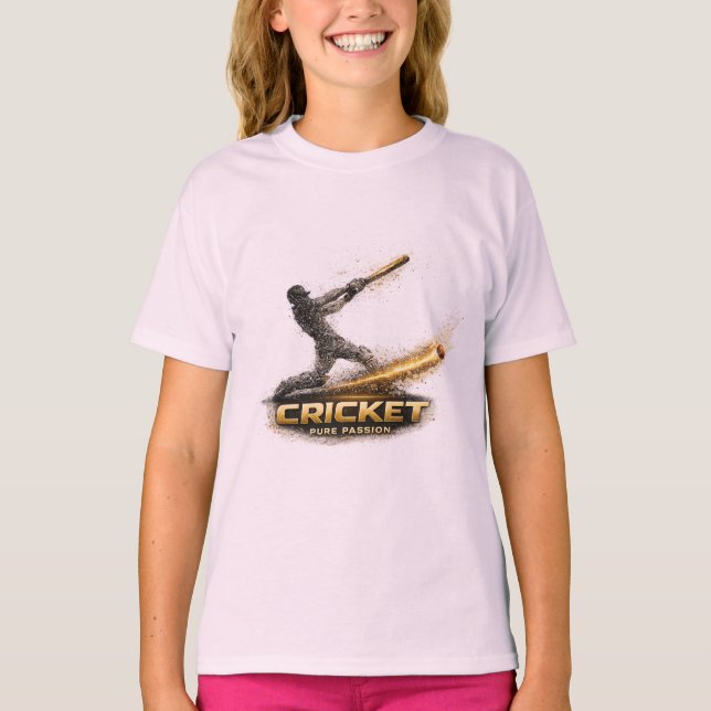 Cricket Pure Passion Gold Motion Girls’ T-Shirt (Framsida)
