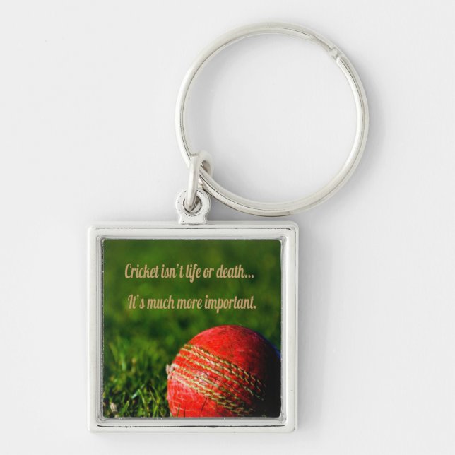 Cricket Red Boll Funny Motivational Fyrkantig Silverfärgad Nyckelring (Framsidan)