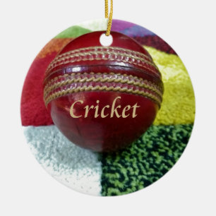 Cricket: Red Hard Boll Art Print Julgransprydnad Keramik