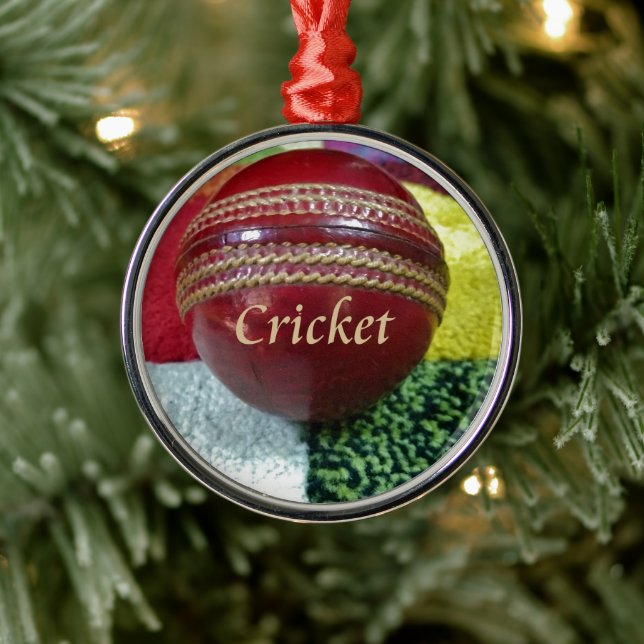 Cricket: Red Hard Boll Art Print Julgransprydnad Metall (Träd)