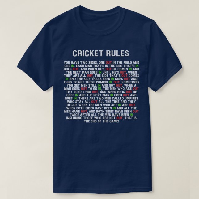 Cricket Regler 1 T Shirt (Design framsida)