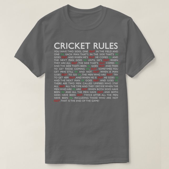 Cricket Regler T Shirt (Design framsida)