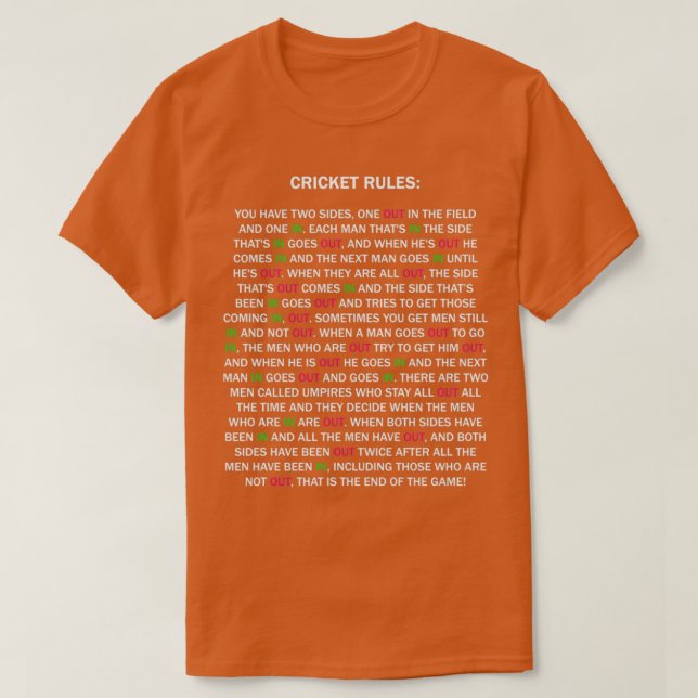 Cricket Rules New Edition 1 T Shirt (Design framsida)