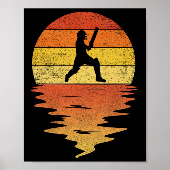 Cricket Shirt Retro Sunset 70s Vintage Cricket  Poster (Framsidan)