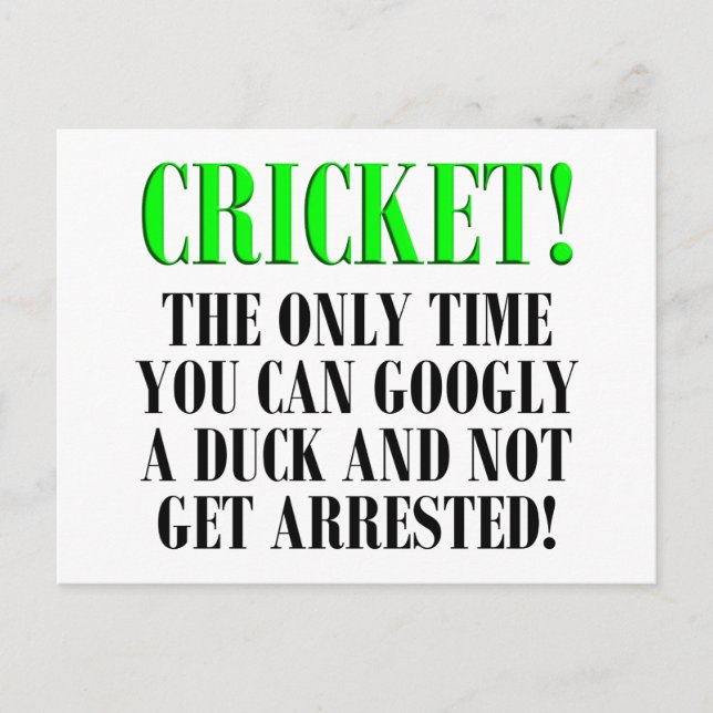 CRICKET Shirts, T-Shirts och Gifts! Vykort (Framsida)