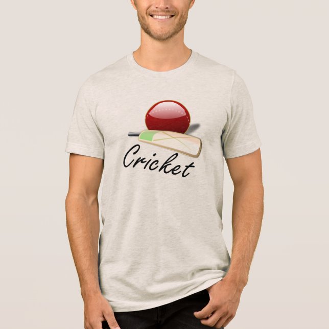 Cricket - slagträ och boll t shirt (Framsida)