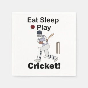 Cricket Sport Äta Sova Spela Cricket Party Pappersservett