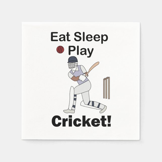 Cricket Sport Äta Sova Spela Cricket Party Pappersservett (Framsidan)