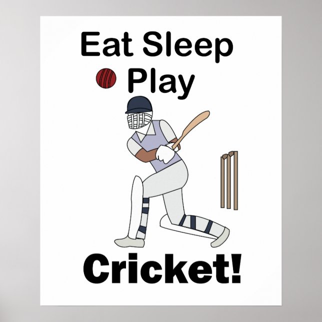 Cricket Sport Äta Sova Spela Cricket Poster (Framsidan)