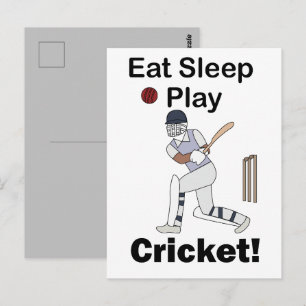 Cricket Sport Äta Sova Spela Cricket Vykort