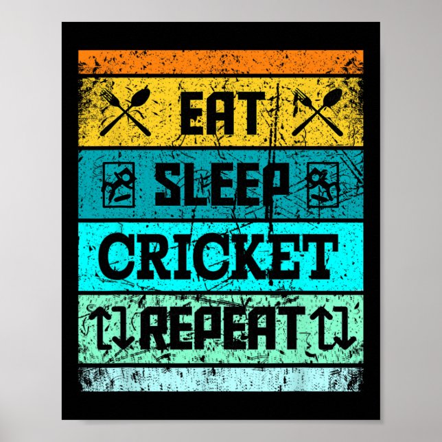 Cricket Sport Cricket Lag Äta Sova Cricket Jerse Poster (Framsidan)
