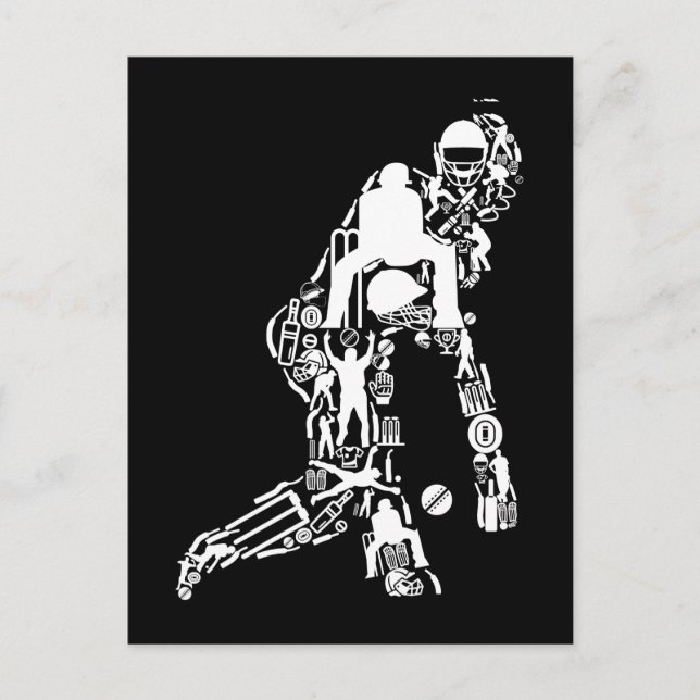 Cricket Sport Symboler Cricket Spelare Vykort (Framsida)