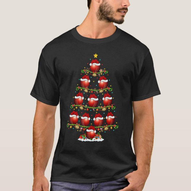 Cricket Sports   Light Xmas Santa Cricket Christma T Shirt (Framsida)