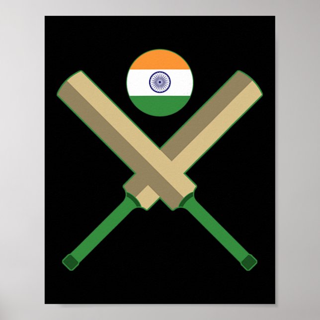 Cricket T Cricket Ll Indisk Flagga Indien Cricket  Poster (Framsidan)