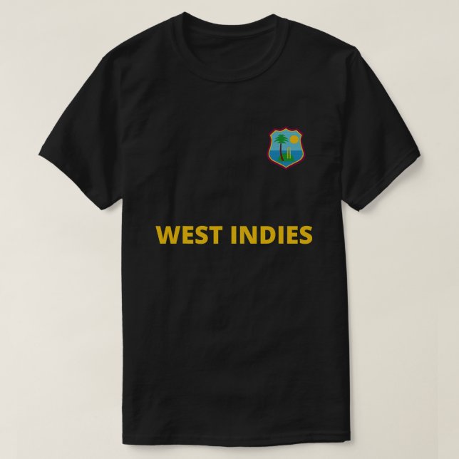 Cricket Väster Indies Fläkt Helmet Boll och Fladde T Shirt (Design framsida)