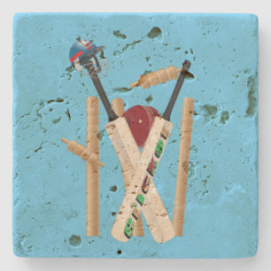 Cricket-Wicken, Helmet, Fladdermöss och Boll. Stenunderlägg