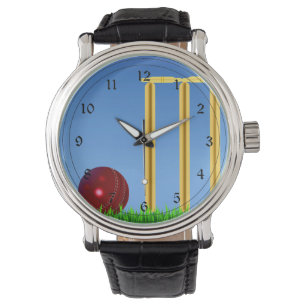 Cricket, wicket, fladdermus och boll armbandsur