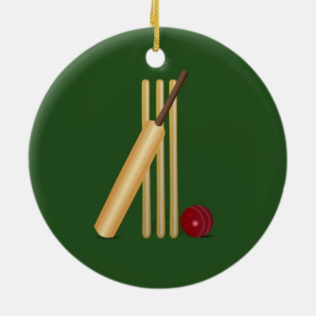 Cricket - Wicket, fladdermus och boll Julgransprydnad Keramik (Baksidan)