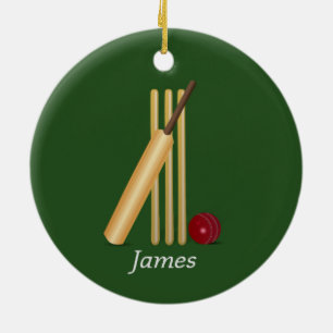 Cricket - Wicket, fladdermus och boll Julgransprydnad Keramik
