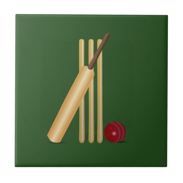 Cricket - Wicket, fladdermus och boll Kakelplatta (Framsidan)
